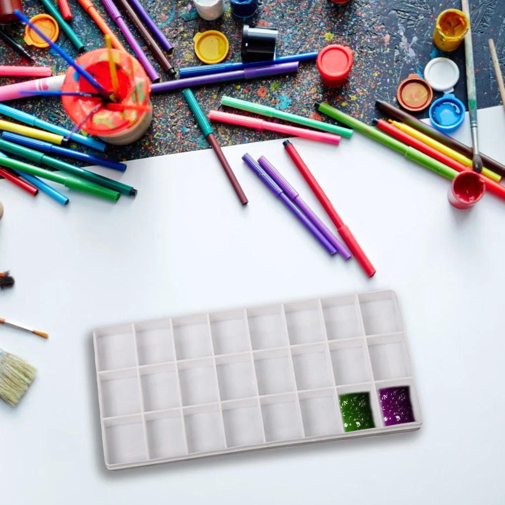 

3Pcs 24 Grid Watercolor Pigment Box Portable Durable Color Mixing Tray for Painting DIY Art Students Watercolor Pigment Box