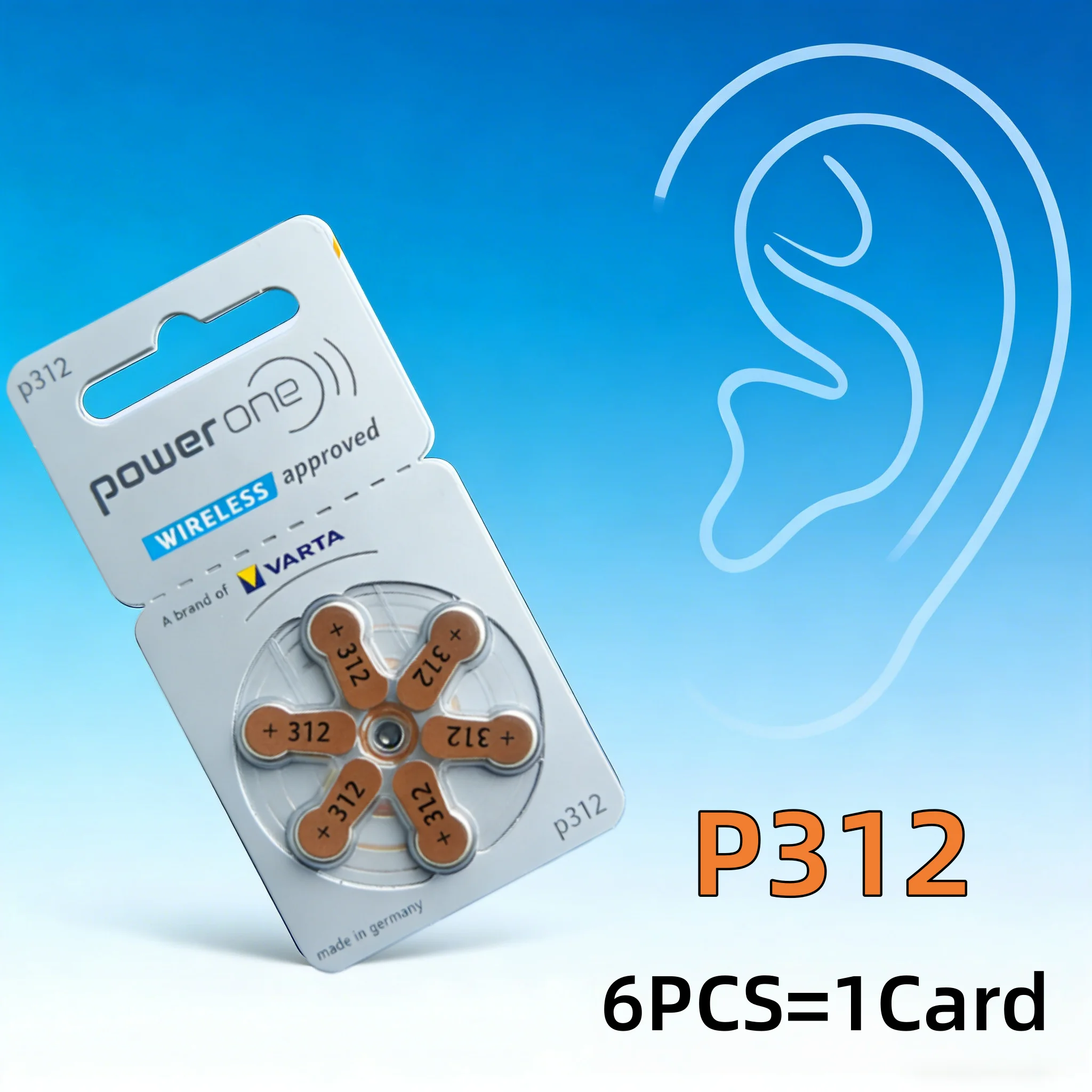 PowerOne P312 baterías para audífonos 1,45 V 312 312A A312 PR41 batería de Zinc Air para audífonos BTE CIC RI