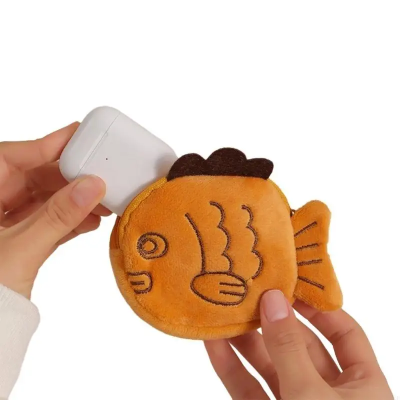 Small Wallets Fish Change Purse Plush Coin Purse Earphone Storage Bag Gift