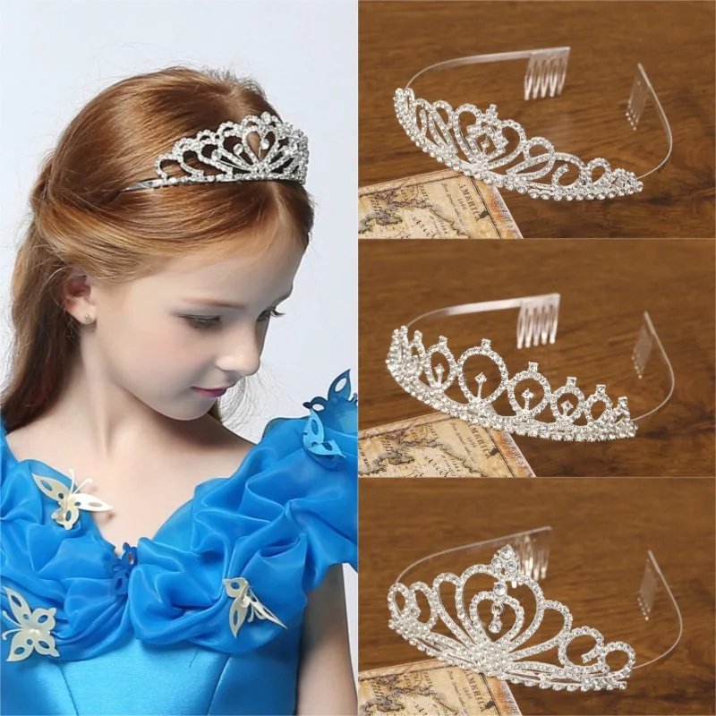 

Хрустальные детские диадемы принцессы со стразами, свадебная вечеринка, королева, корона принцессы, аксессуары для волос, серебряная свадебная корона, повязка на голову на день рождения