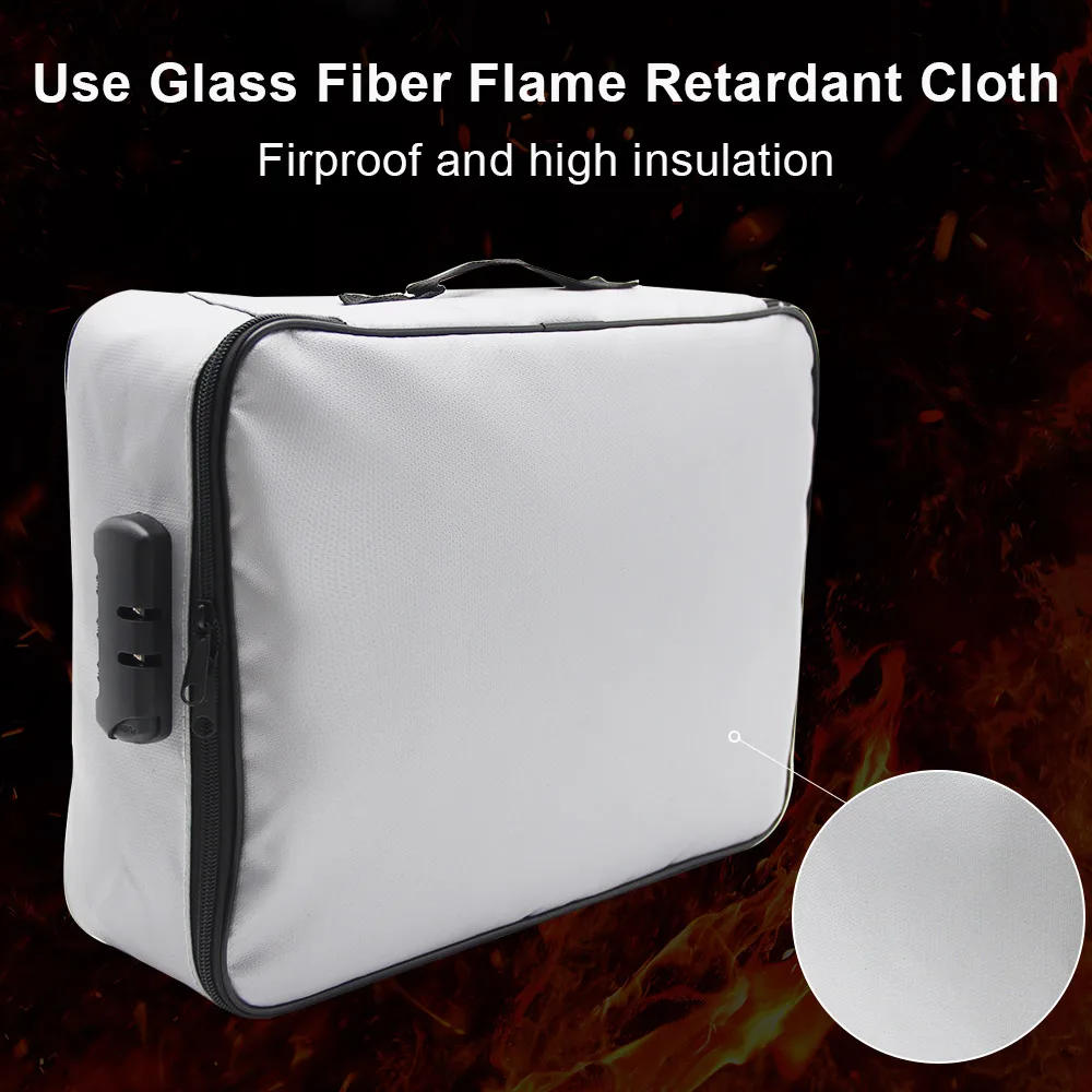 Fireproof Document Password Bag Travel Waterproof File Money Storage Safe Multifunctional Waterproof File Organizer Storage Bag