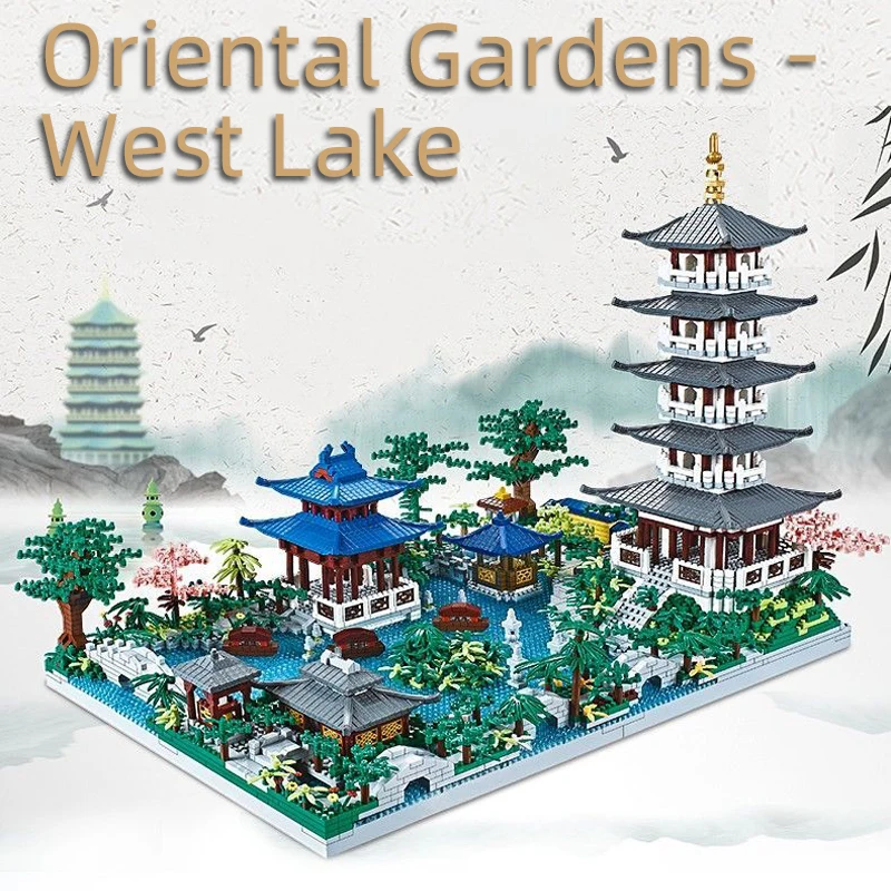 5186pcs Chinese Traditional Oriental Garden Architecture Building Blocks DIY West Lake Model Bricks Toys for Children Gifts