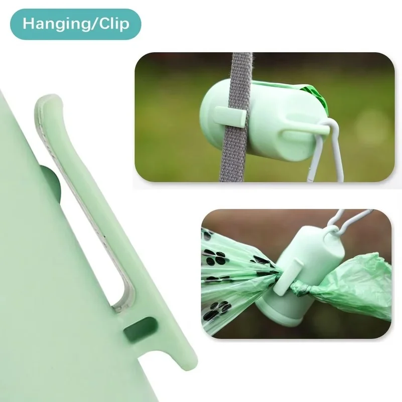Dog Poop Bag Dispenser With Hook Hanging/Clip Pet Garbage Bags Storage Visible Window Portable Cat Dog Outdoor Cleaning