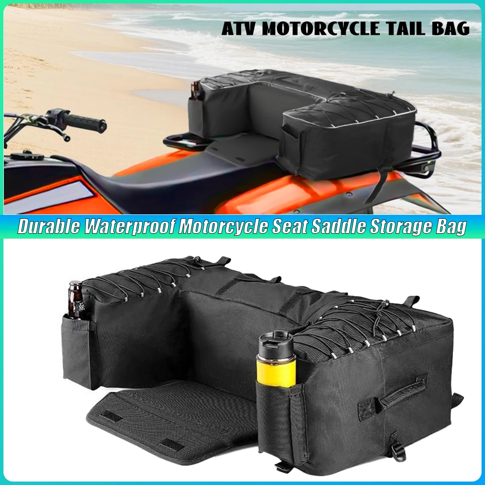 Durable Waterproof Motorcycle Seat Saddle Storage Bag for Beach Cross-Country & Mountain ATV with Tool Pockets