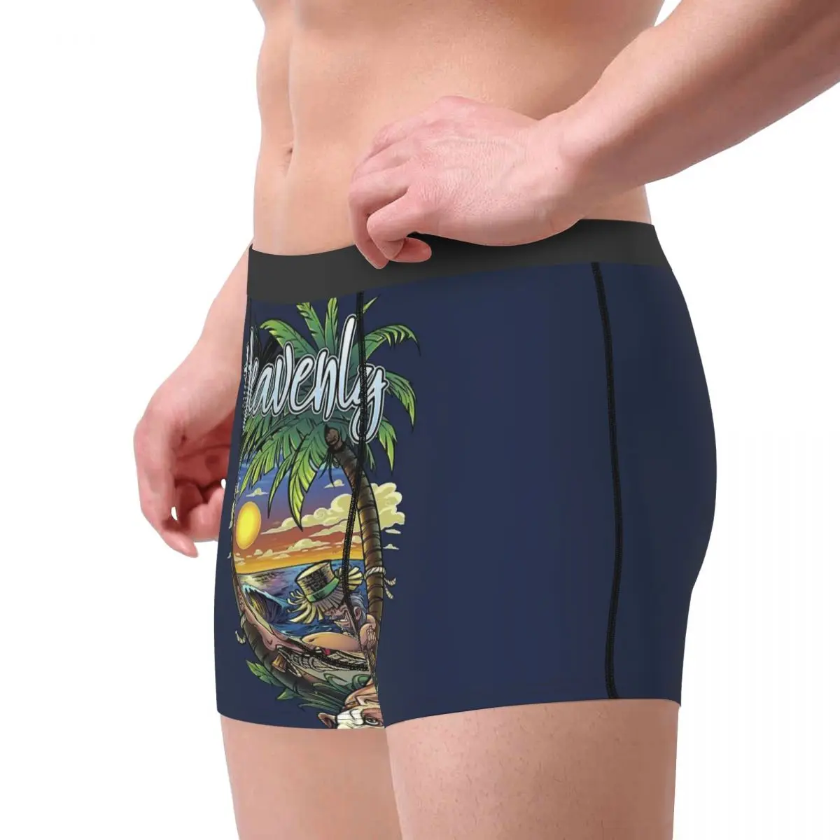 Modello di fumetti retrò con slip Boxer da uomo con rullo a mano di palma, biancheria intima altamente traspirante, pantaloncini con stampa 3D di alta qualità