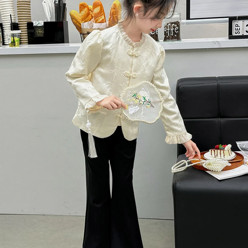 Coat Pants Girl Tang 2024 New Autumn Chinese Top Classical Versatile Trendy