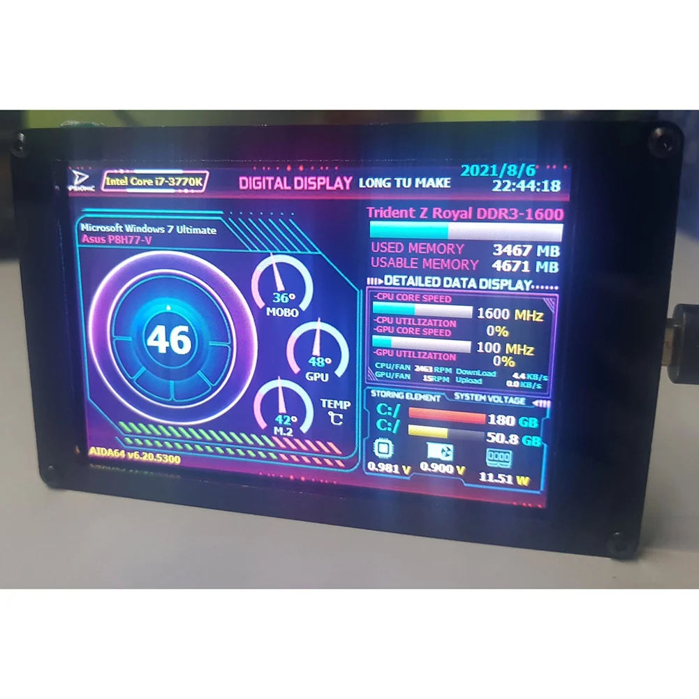 3.5 Inch Ips Usb Mini Scherm Aida64 Pc Cpu Ram Hdd Data Monitor Computer Temperatuur Display Type-C Subscherm