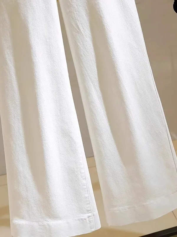 

Джинсы с высокой талией и широкими штанинами, женские свободные прямые эластичные утягивающие микро-расклешенные джинсы длиной до пола, повседневные летние тонкие джинсы