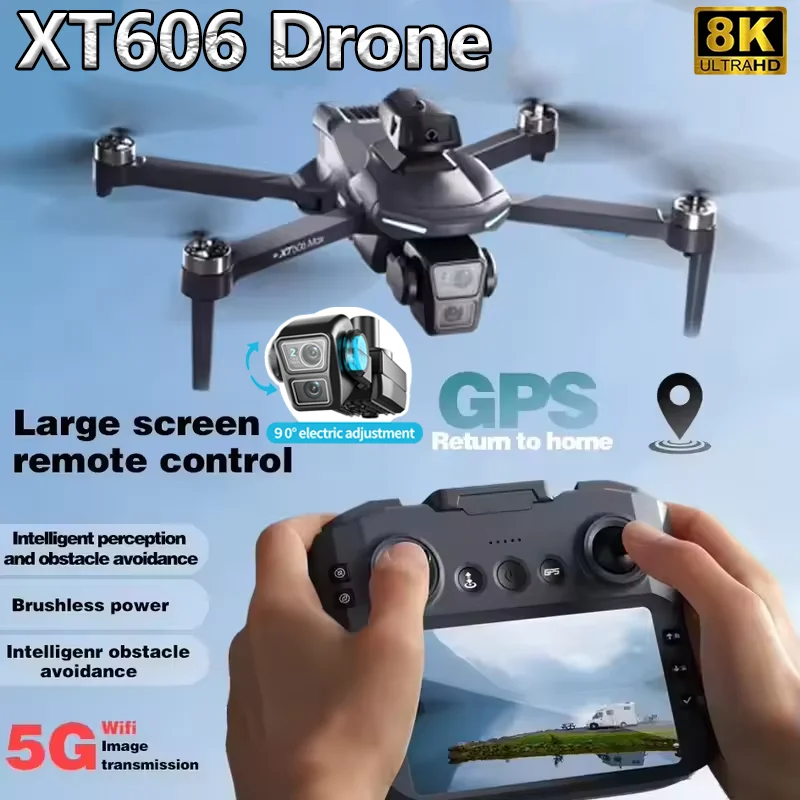 XT606 MAX GPS NEW Drone 8k Professional 8K HD Cameras FPV Wish Screen Drones 360° Obstacle Avoidance Quadcopter Toys Gifts Drone
