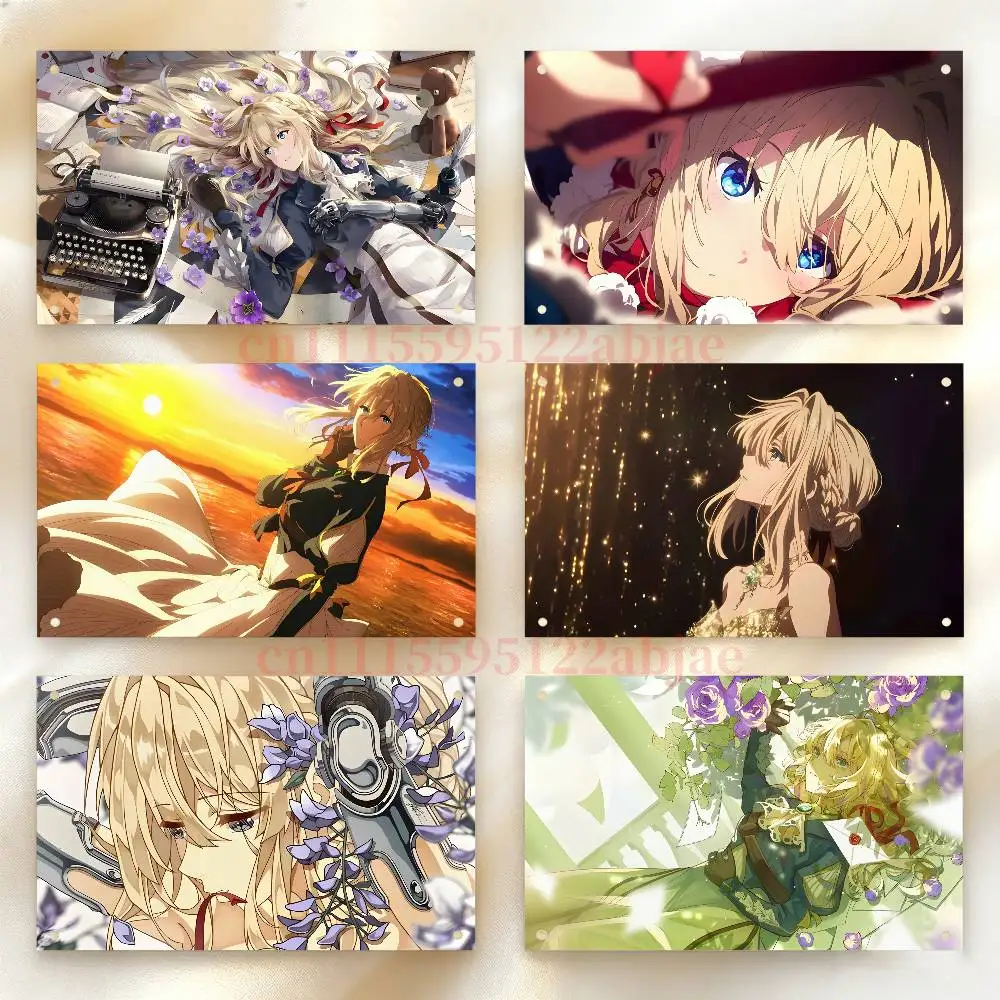 V-Violet Evergarden in the Rain Flag Tapestry Wall Hanging Banner Aesthetic Decoration Dorm Party Backdrops Cloth