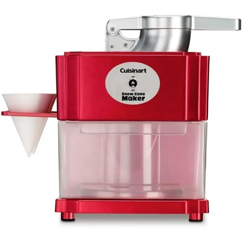 Cuisinart Snow Cone Machine, faz 5 Cones gelados para Slushies e bebidas congeladas, cones reutilizáveis e de papel, vermelho, SCM-10P1