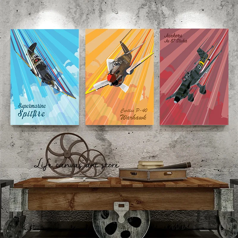 Pop Style Airplane Aircraft Focke Wulf Fw 190 Gloster Gladiator Art Posters Canvas Painting Wall Prints Pictures Room Home Decor