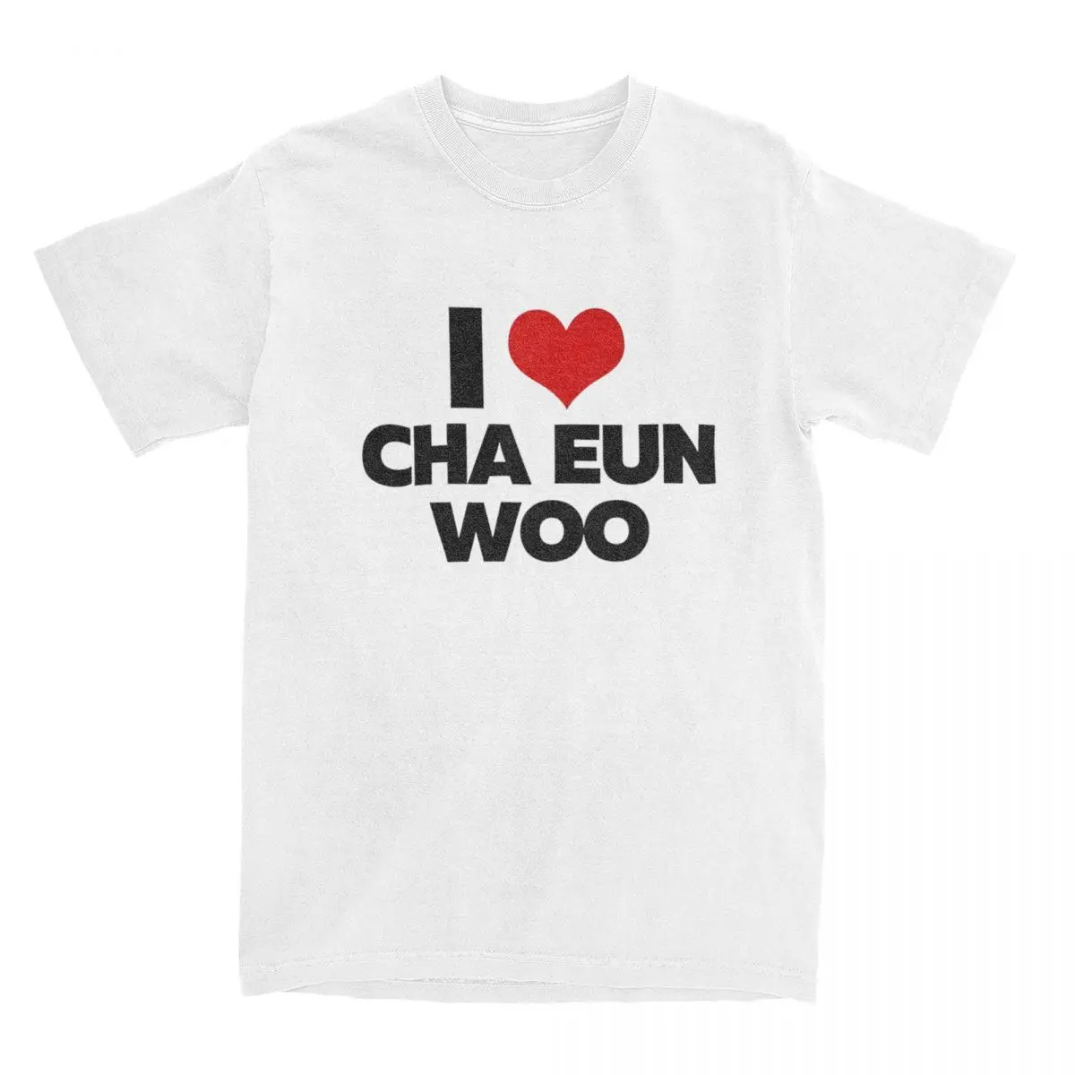 I Love Cha Eun Woo T-Shirt Men Vintage Cotton Tee Shirt Round Neck Short Sleeve T Shirt Unique Tops