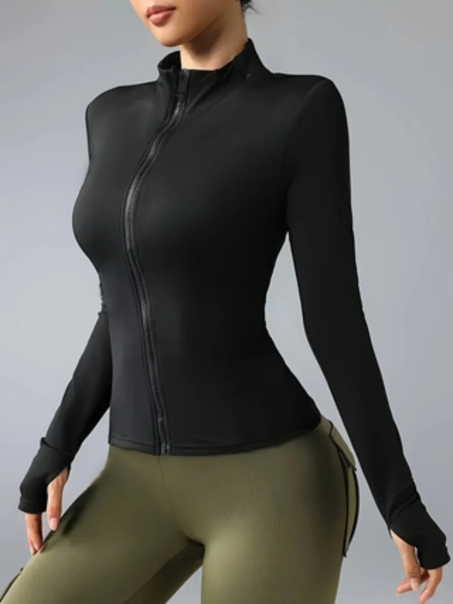 

Women's Pilates Yoga Outfit Spring Autumn Zipper Jacket Sport Top Slim Long Sleeve Korean Style Simple Match Alluring Outerwear