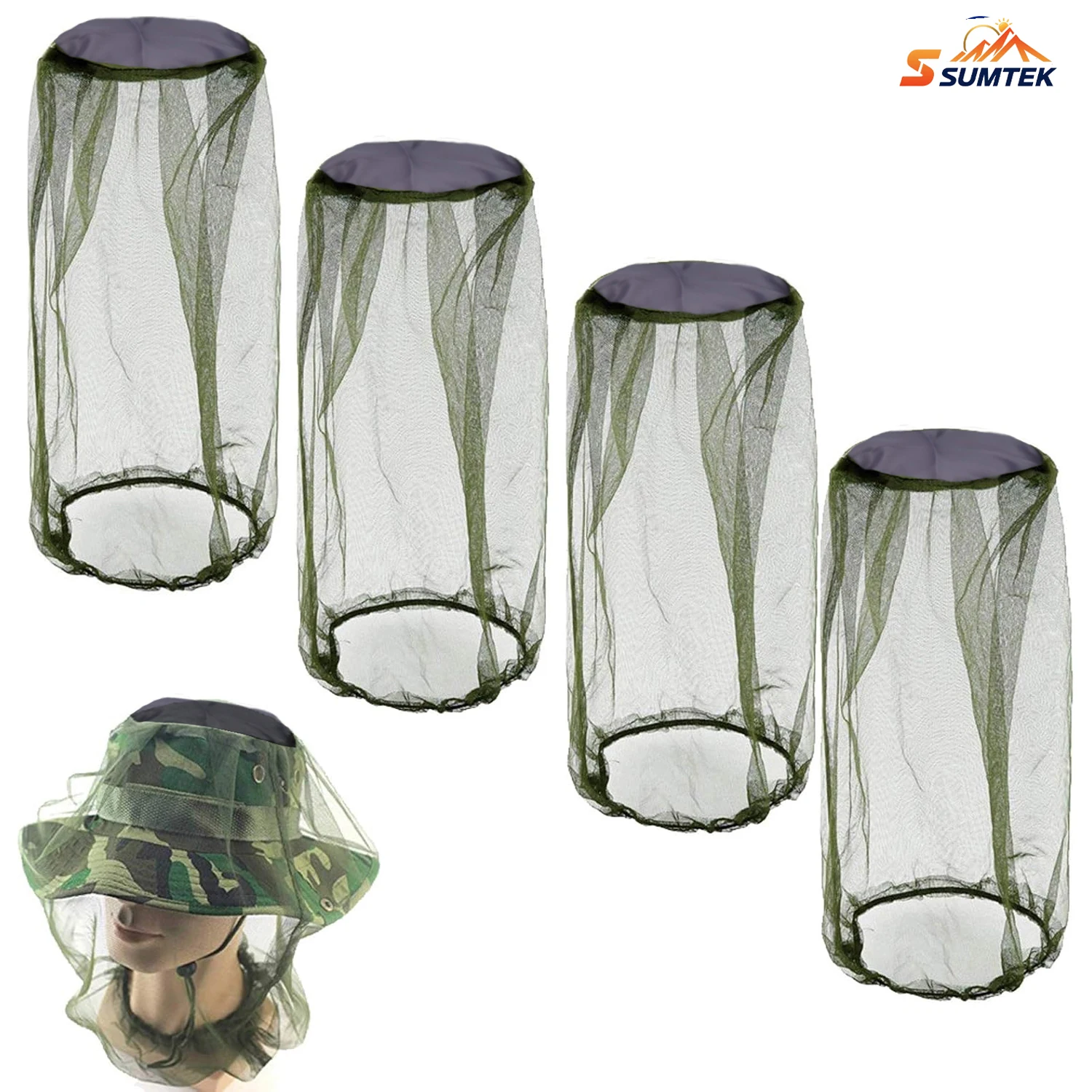

4pcs Mosquito Head Mesh Nets - Ultimate Mosquito, Insect & Bee Protection with Breathable Mesh Fabric - Perfect for Camping