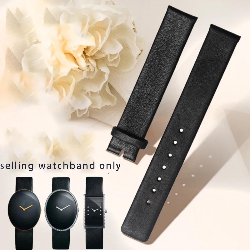 For Rado Elsa watches cowhide Watch Strap Black Thin Style Men's and Women's Straps 12mm 16mm 18mm