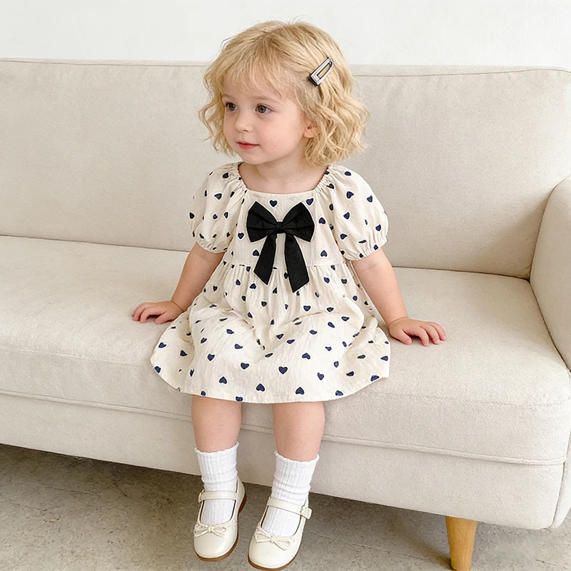 2026 Neues Frühlings-Schwesterkleid 2-6 Jahre Mädchen Partykleid Baumwolle Kinder Herzförmiges Kleid 0-24 Monate Baby Mädchen Kurzarm Bedruckter Strampler – Detail 32