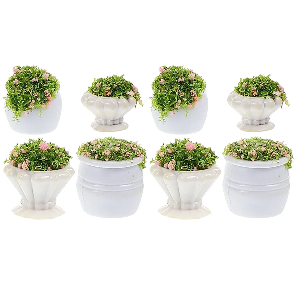 8 Pcs Mini Planter Vase Plants Garden Decor Dollhouse Miniature Toy Table DIY Model Landscape Ornaments Accessory