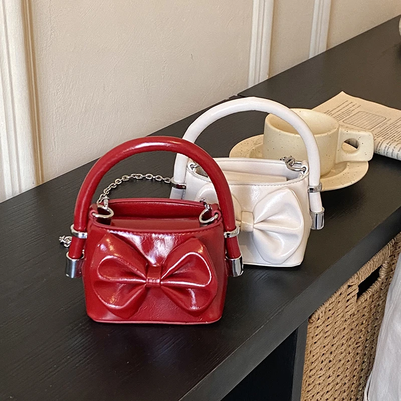 

Суперминиатюрная сумка: милый кошелек для монет, модная сумочка с бантом, красная женская универсальная мини-сумка через плечо для телефона, трендовая сумочка для помады