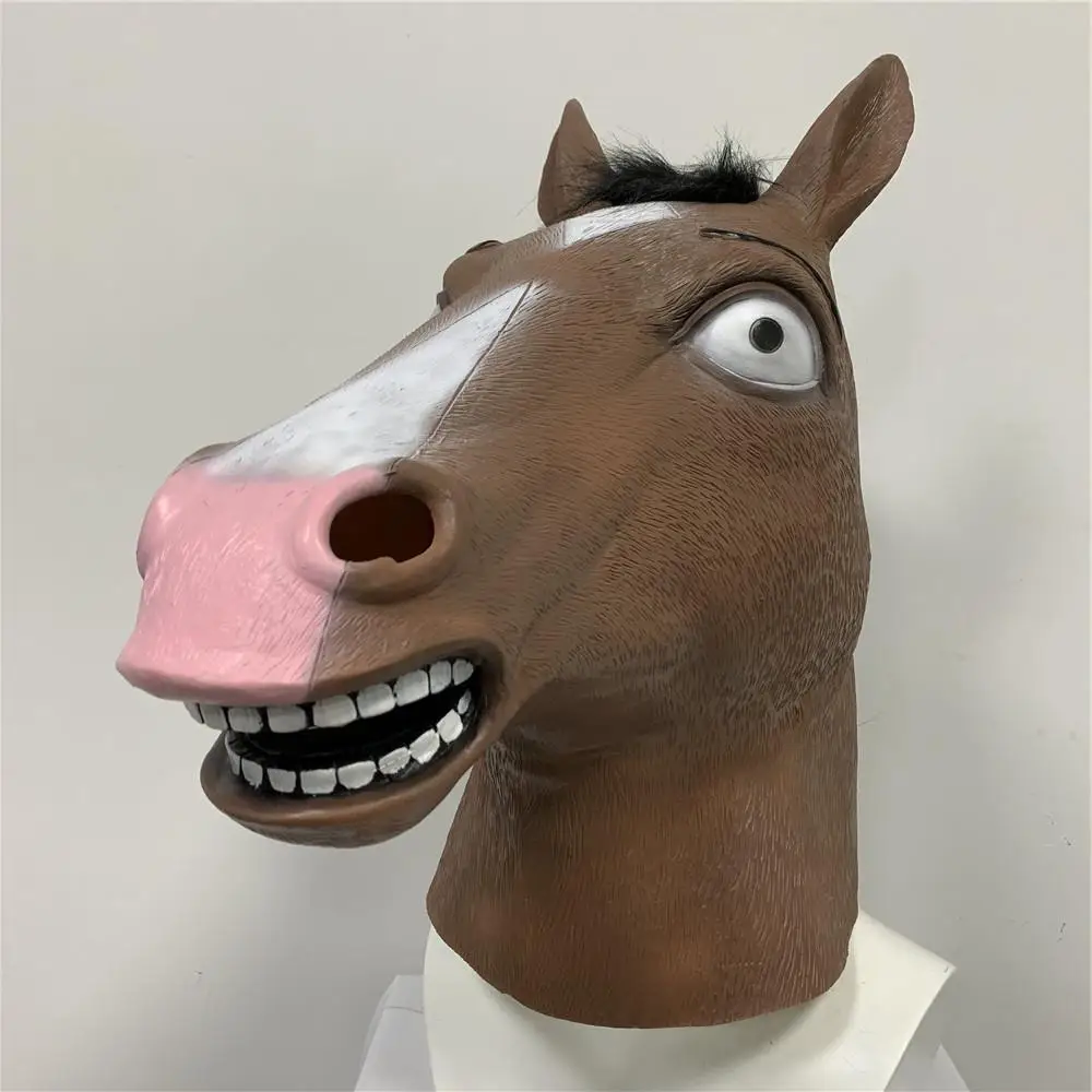Lustige Pferdemaske für Erwachsene, realistische Tier-Vollgesichtsmaske aus Latex, Accessoires für Kostümpartys, Bühnenshows und Fotoboxen – Detail 5