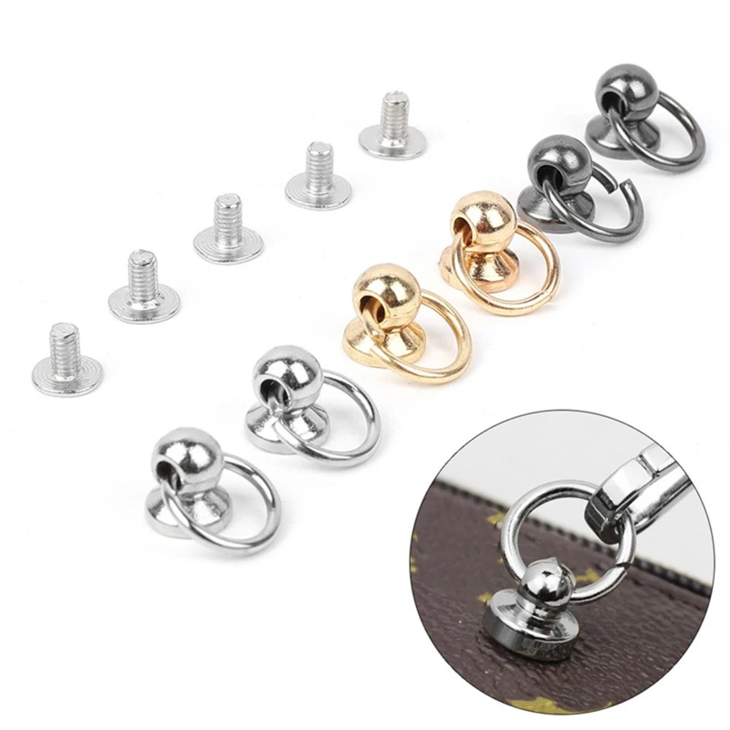 10pcs Screwback Round for Head with Pull Ring Metal Handmade DIY Accessory Heads Studs Leather Craft Making