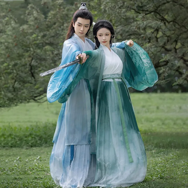 Hanfu Couples Chinese Ancient Vintage Hanfu Dress Adult Carnival Cosplay Costume Wei Jin Dynasty Hanfu Outfit For Men&Women