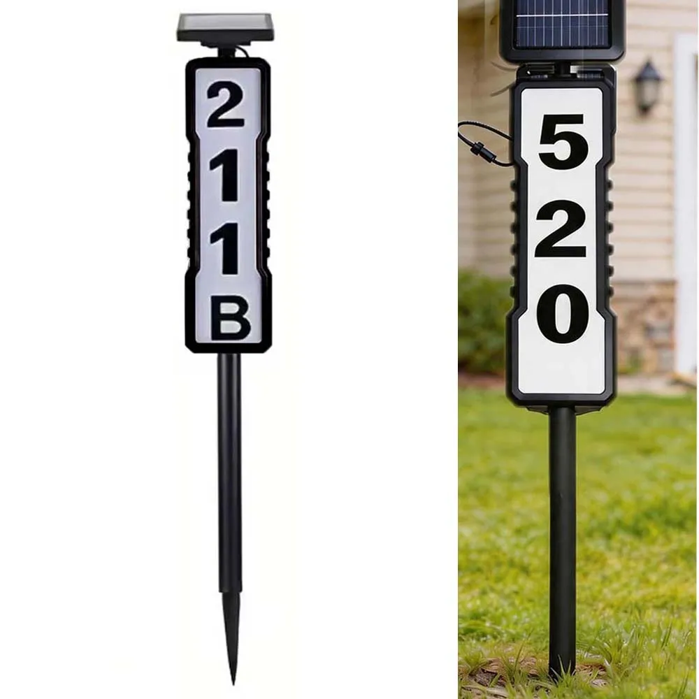 

Solar Address Sign Waterproof House Numbers for Outside Light Up Auto Illuminates at Dusk Wireless Solar-Powered Address Plaque