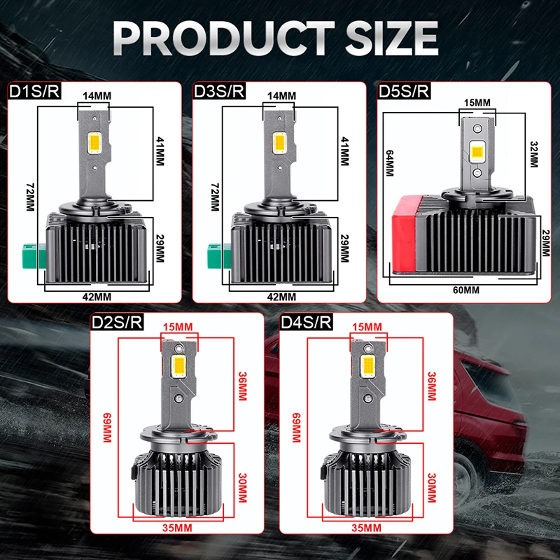 Dualvision D1S LED المصابيح الأمامية Canbus لا خطأ 30 قطعة 9570 CSP HID D3S D4S D2S D8S D1R D4R D2R D3R D سلسلة 1: 1 سيارة ضوء 12 فولت 70 واط #6