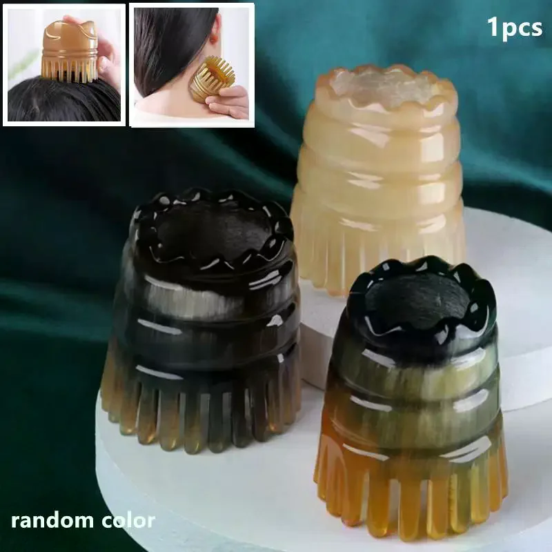 /JCS/Massager Comb Buffalo Horn Dual Side Fine Tooth Detangler For Hair Growth Styling Acupressure Head Massage Women Men Scalp