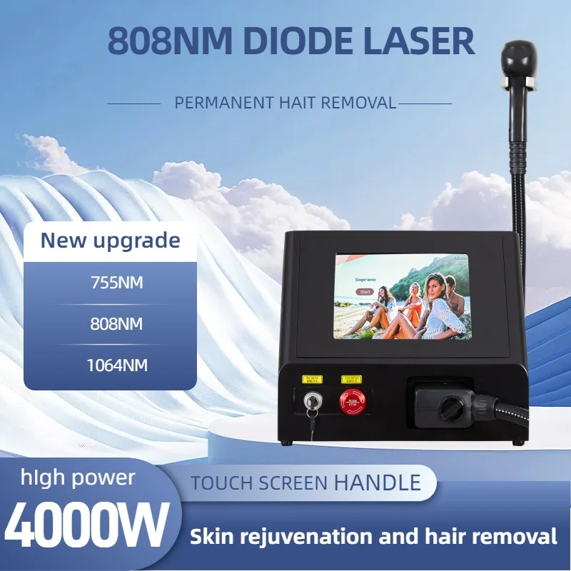 

New Professional Three-Wavelength 755 808 1064nm Non-invasive Diode Laser Ice Titanium Permanent Painless hair removal Machine