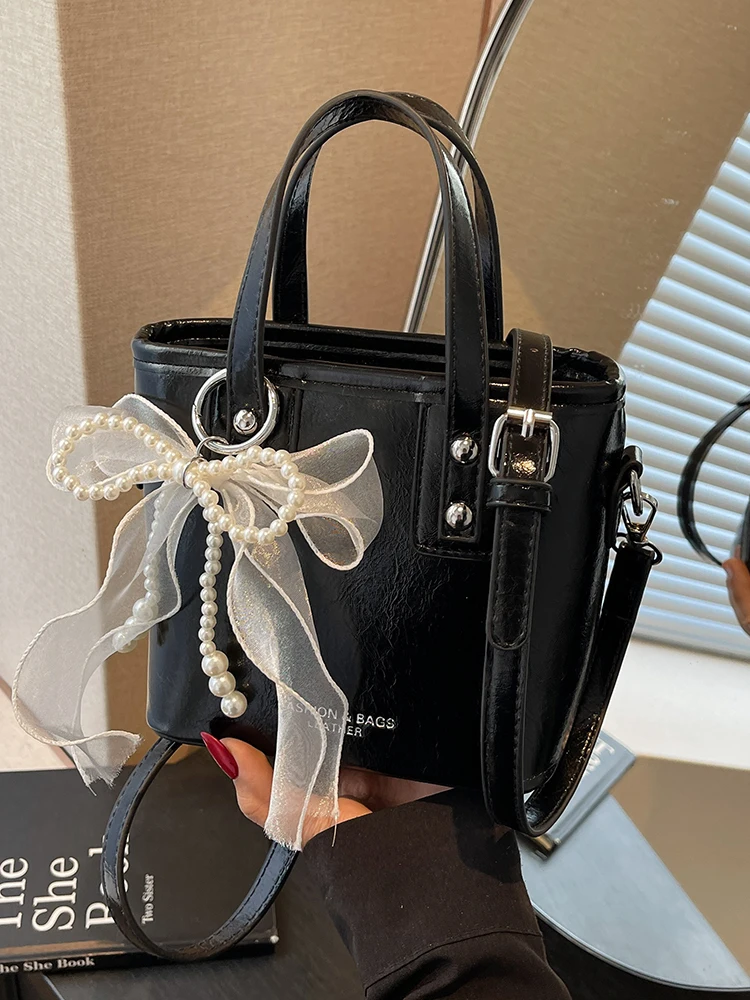 

Новая женская сумка через плечо, минималистичный сладкий бант, дизайн с буквами, сумки на одно плечо, летние текстурированные универсальные сумки из искусственной кожи