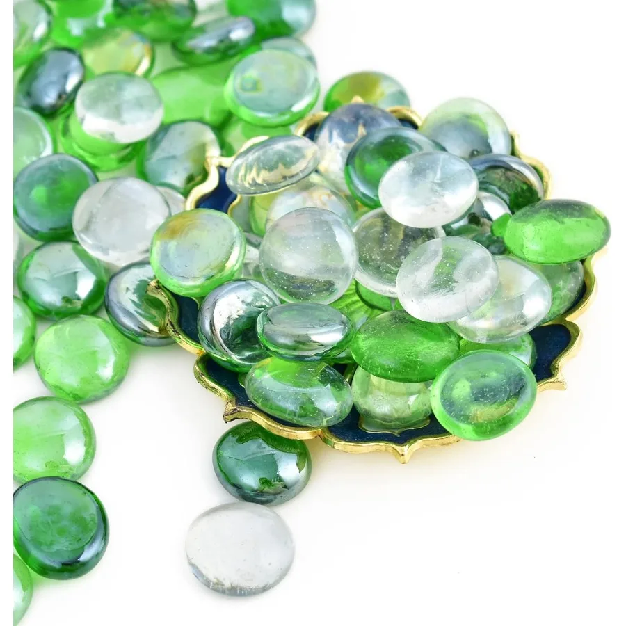 

Flat Glass Marble Vase Fillers 1 Green Mixed Color Flat Gems Pebbles Aquarium Decoration