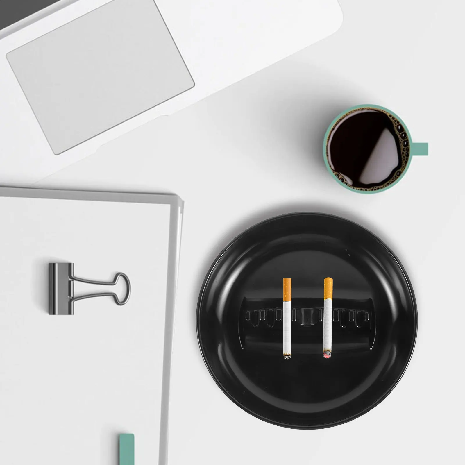 

Portable Tabletop Ashtray for Cigarettes Modern Design Household Smoke Ash Holder with Multiple Slots Decorative Indoor Outdoor