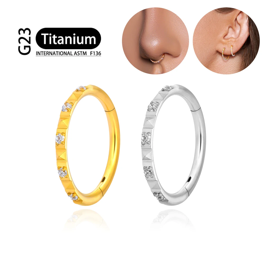 ASTM F 136 Titanium G23 Piercing naso anello orecchini cerchio rotondo trago cartilagine Helix Daith Lip Body Piercing gioielli per le donne