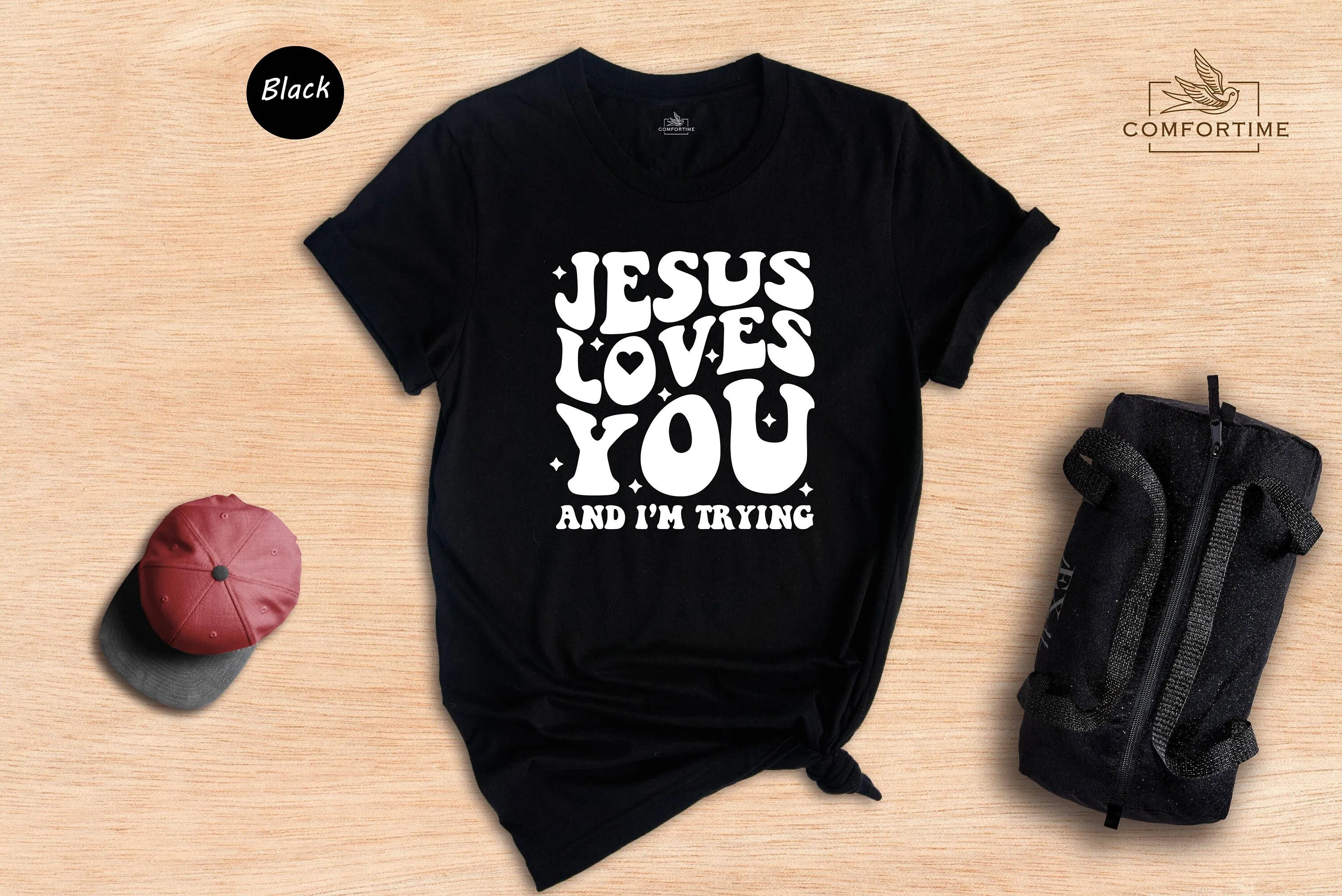 

Футболка «Иисус любит тебя и я попробовать» Христианский вдохновляющий религиозный библейский стих