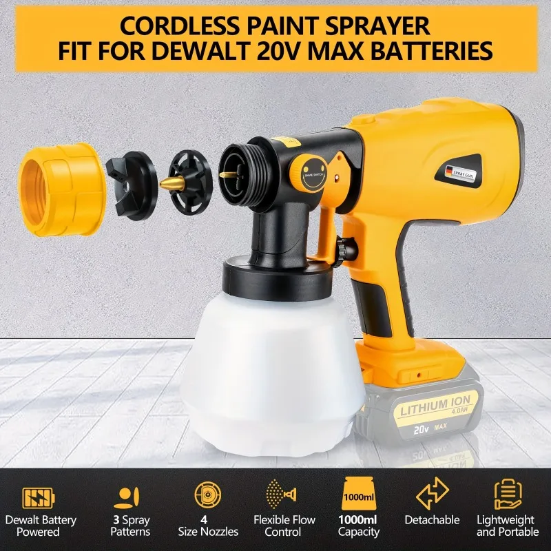 

20V Battery Powered Paint Sprayer for Home Interior and Exterior, House Painting (Battery Not Included)