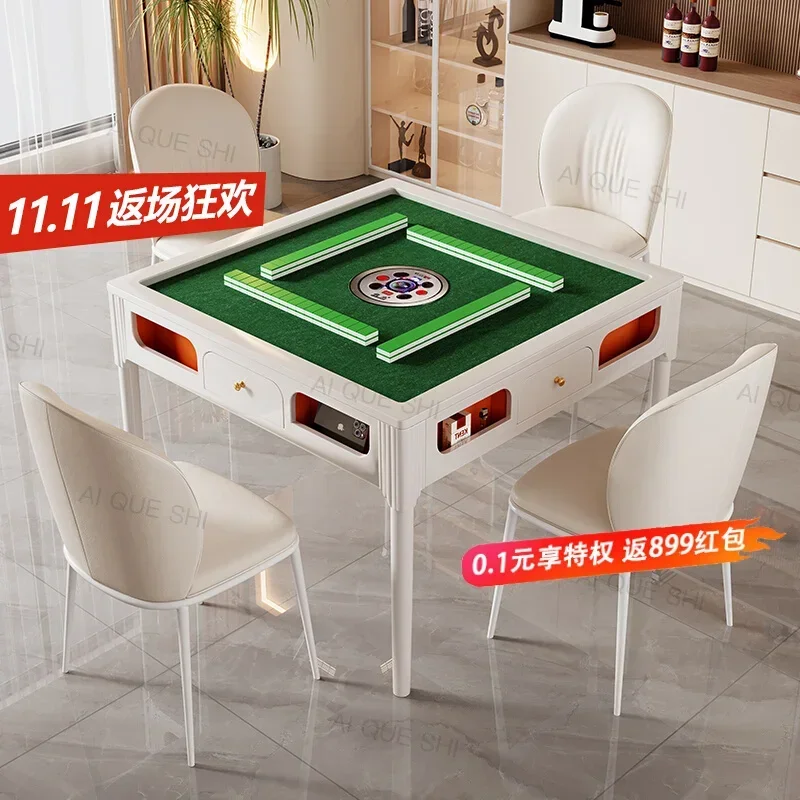 Fully automatic mahjong table with roasting fire Dual purpose cream style modern multi-function