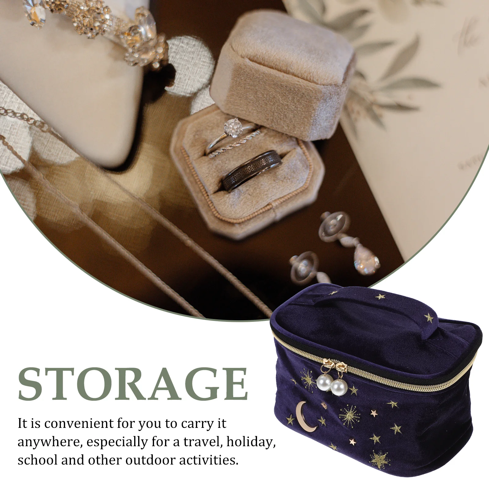 

Compact Bag Star Moon Design Travel Makeup Pouch Portable Toiletry Bag Organized Storage for Beauty Essentials