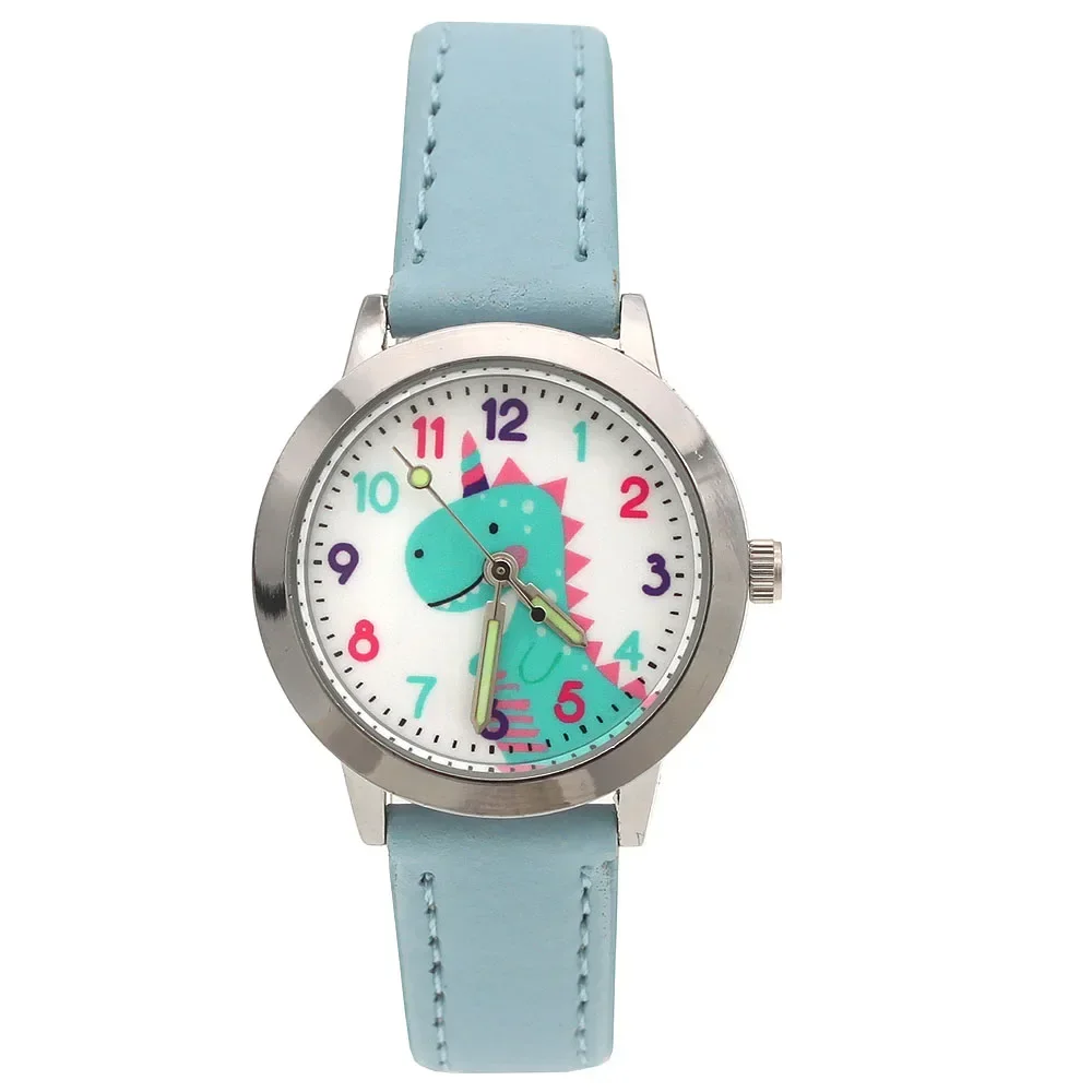 Montre de dessin animé en cuir avec cadran dinosaure pour filles, montres-bracelets à Quartz pour étudiantes, cadeau de noël pour enfants