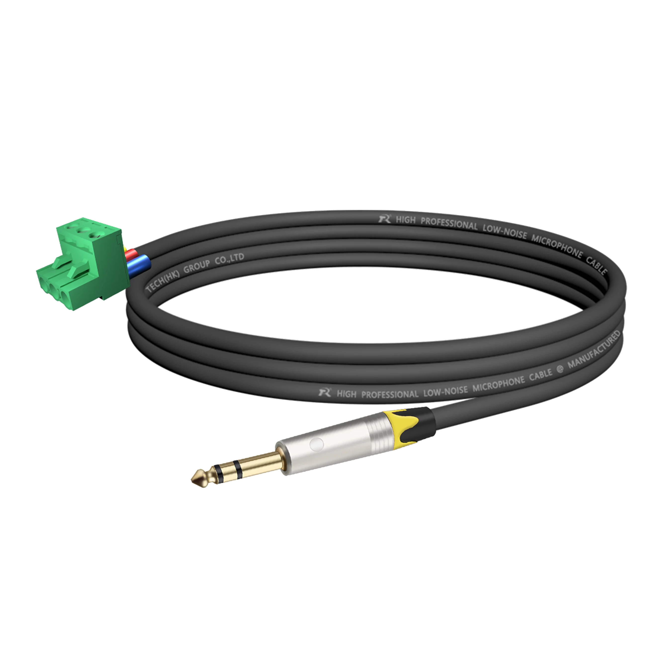 Professionelles 1/4-Zoll-TRS-Stereo-auf-3-Pin-Phoenix-Klemmenblock-Kabel, schwarzer Anschlussanschluss, für Audiosysteme und Übertragungsgeräte – Detail 2