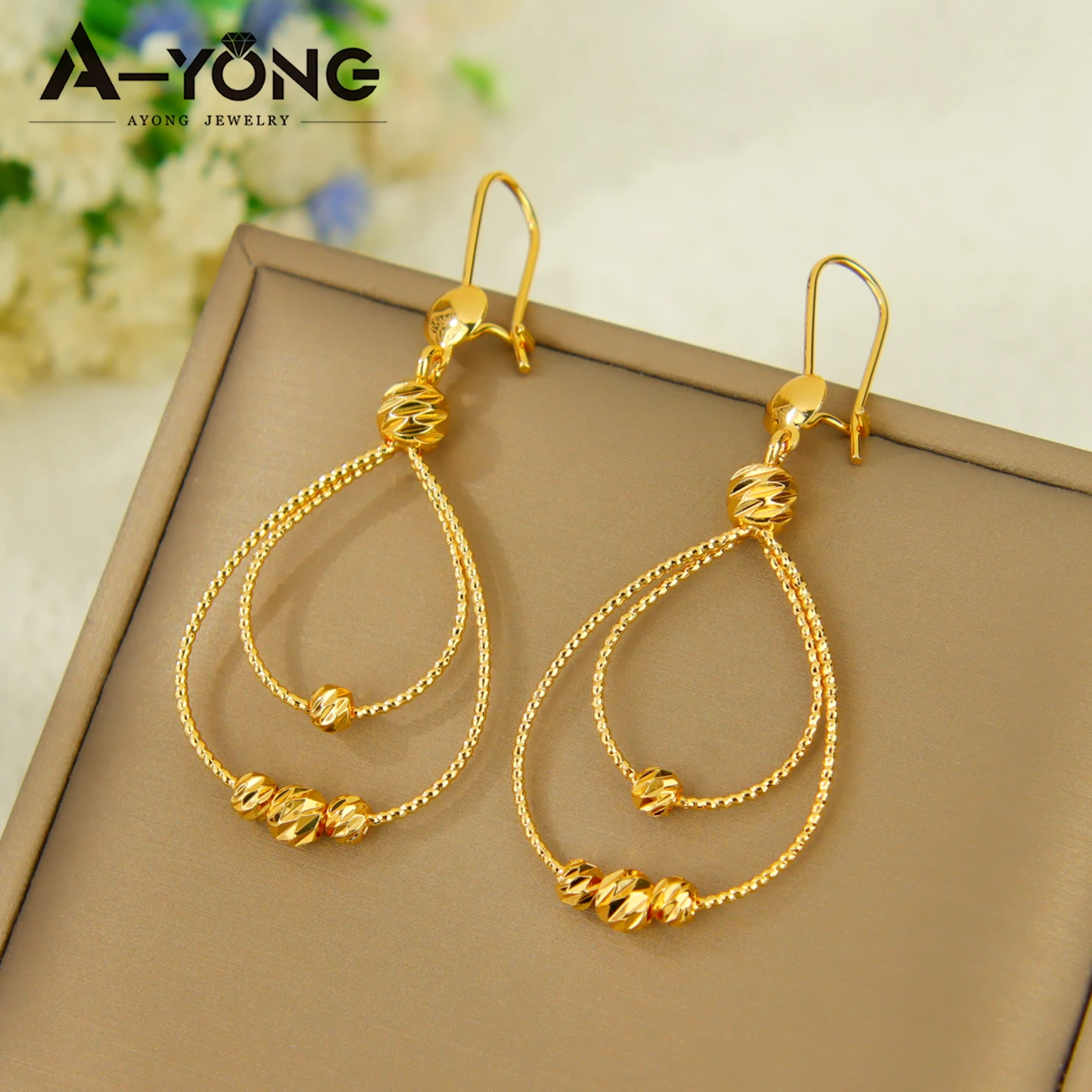 Dubai Mode Wassertropfen-Schmuckset 24k Vergoldet Arabische Exquisite Perlen Halskette Armband Ohrringe Oman Brautschmuck – Detail 5