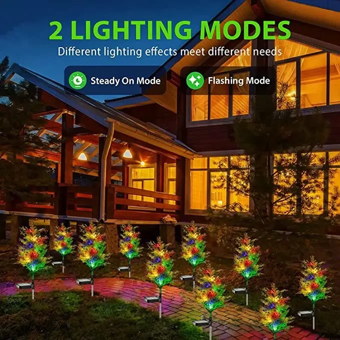 

1pc Outdoor Solar LED Four Color Star Christmas Tree Ground Insertion Light Decoration Villa Garden Aisle Lawn Light