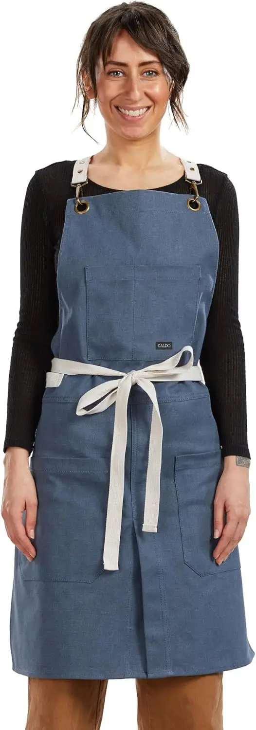 

Dark Blue Split Leg Apron for Cooking and Grilling, Durable and Comfortable