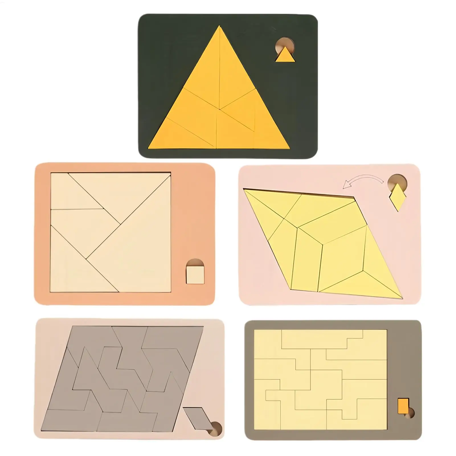 เกมปริศนาไม้ - รูปสามเหลี่ยมและรูปทรงอื่นๆ เกมฝึกตรรกะ ของเล่นเสริมพัฒนาการสำหรับเด็ก ครอบครัว ผู้ใหญ่ วัยรุ่น ห้องเรียน โรงเรียน