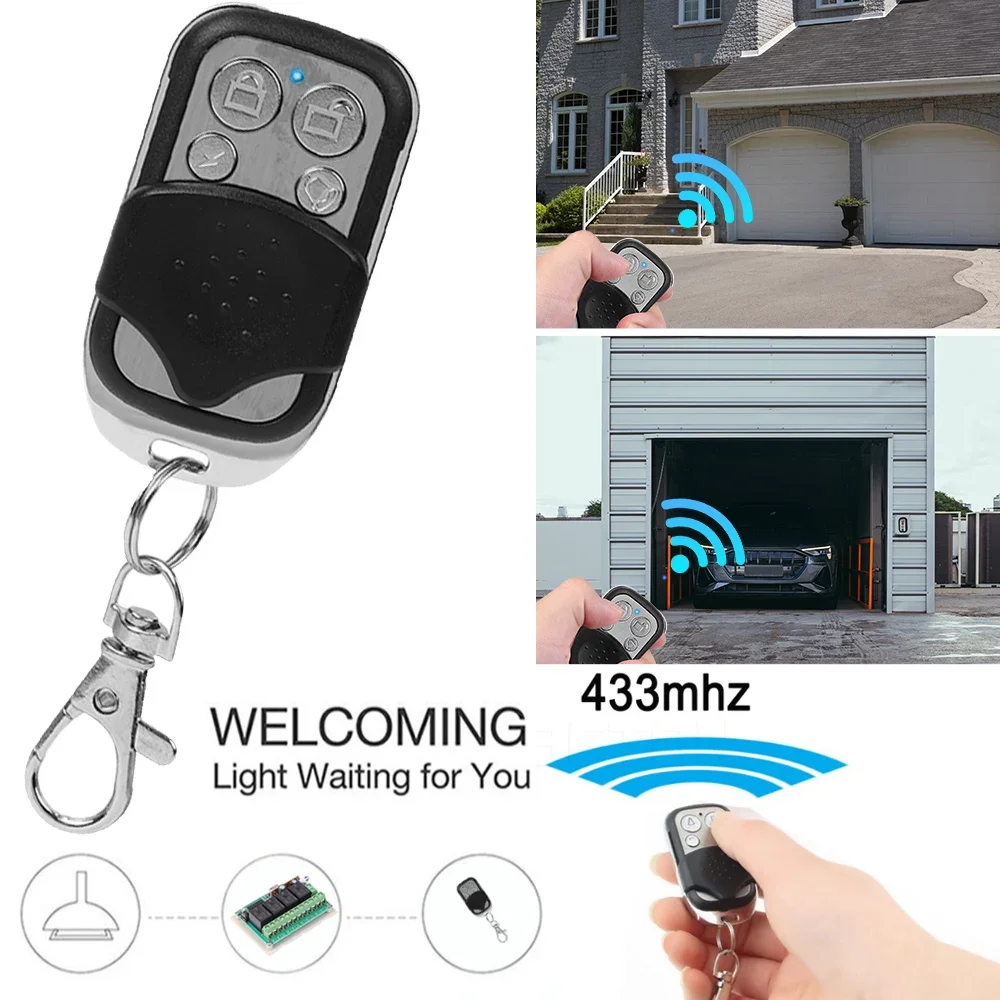 433MHz 4CH Remote Control Duplicator Key Fob Distance Remote Control 433.92MHZ Clone For Garage Door Gate With 12V 27A Battery