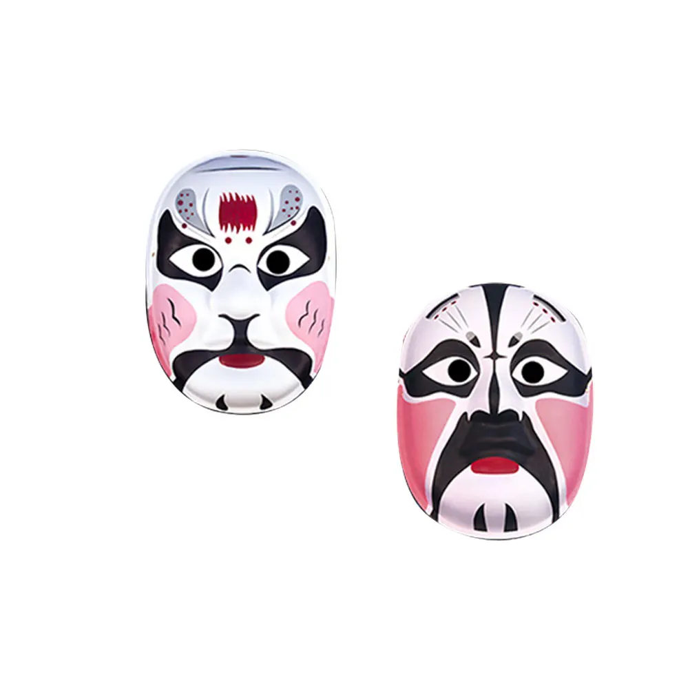 

2 pcs Eco-Friendly Paper Mask Peking Opera Face Design Chinese Cultural Figure Pattern Durable Elastic Band Party Carnival