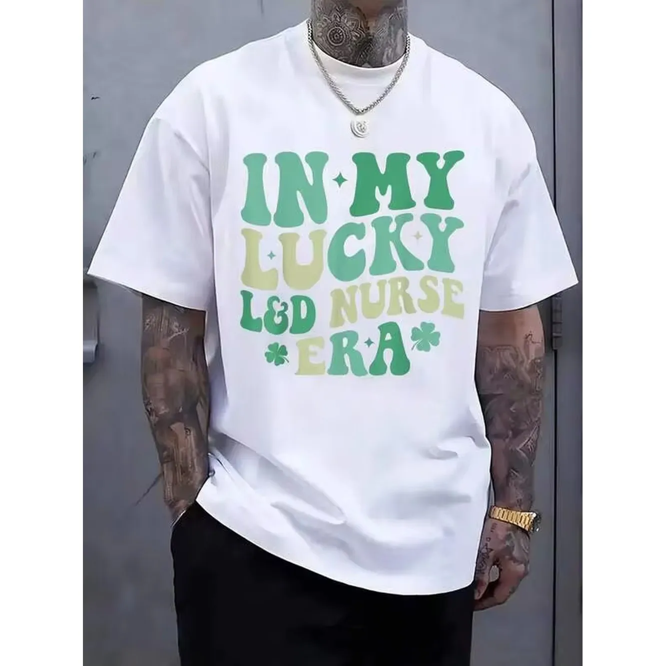 Men Clothes In My Lucky Labor & Delivery Nurse Era St Patricks Clovers T-Shirt