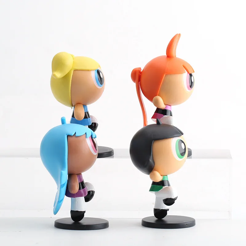 4 قطعة/المجموعة Powerpuff Blossom Bubbles Buttercup Girls نموذج أنيمي ألعاب شخصيات الحركة 10 سنتيمتر #4