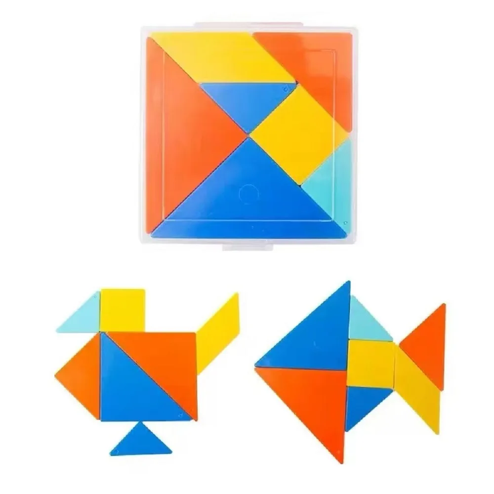 Tangram Puzzle Geometric Shape Jigsaw Board Game Montessori Educational Smooth Brain Intelligence DIY Gift Teaching Aid