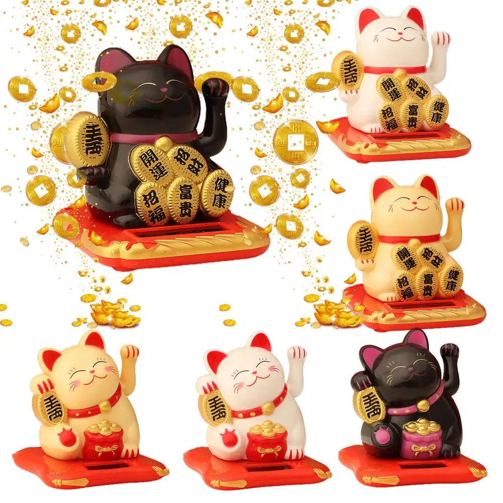 Lucky Cat Decor ABS Waving Cat Ornament Welcoming Cat Smooth Edge  Adorable Shaking Hands Car Decoration